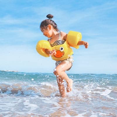 playing in the surf